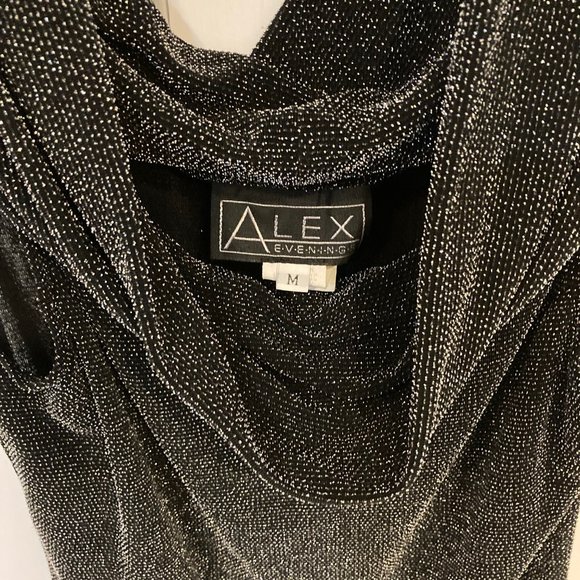 Alex Evenings Sleeveless cowlneck formal black sparkly blouse-Size Medium - Picture 3 of 4